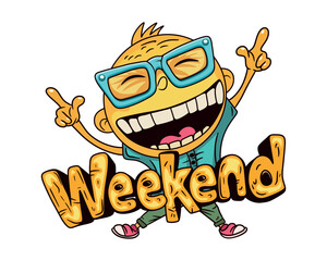Cartoon character. Weekend! Vector illustration. 