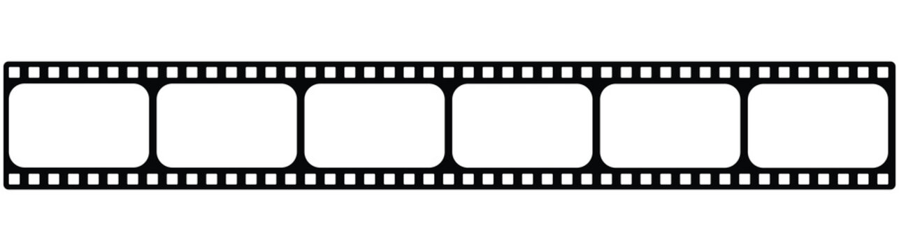 Film Strip icon. Movies Flim background with Flim roll. Film Strip icon. Black filled vector illustration.