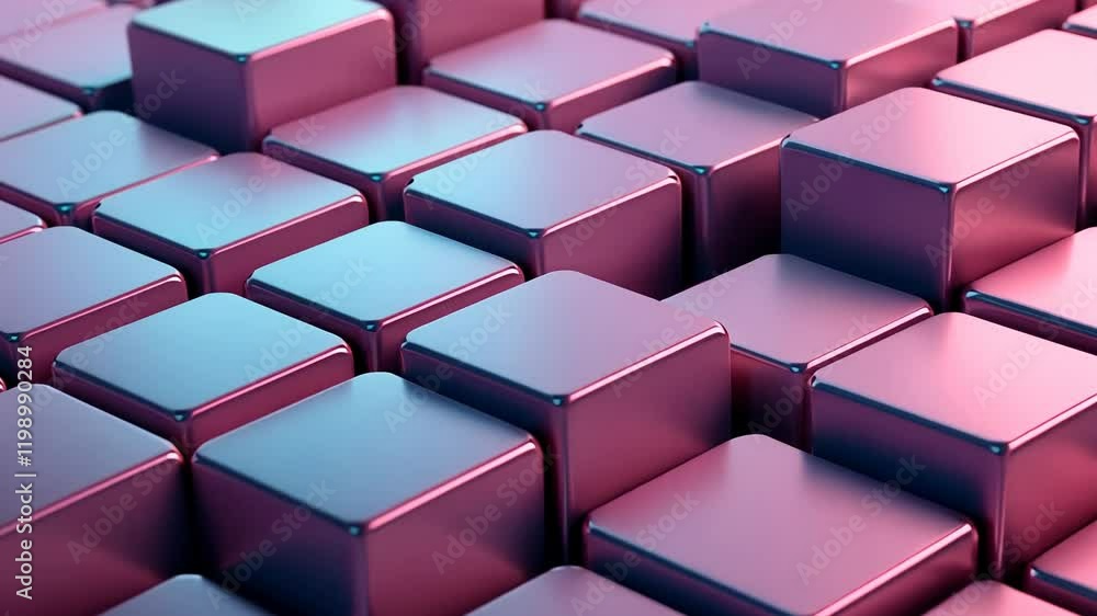 Poster a vibrant, abstract pattern of 3d cubes arranged in a grid