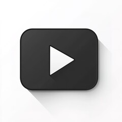 Simple Black Play Button Icon on White Background