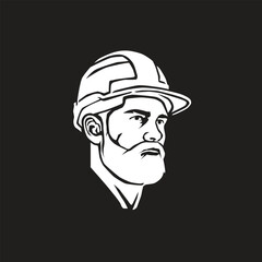 vector silhouette of man head with safety helmet