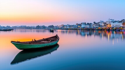 Fototapeta premium Tranquil Sunset over City Waterfront