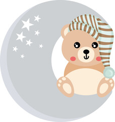 Fototapeta premium Sweet dreams cute teddy bear on the moon