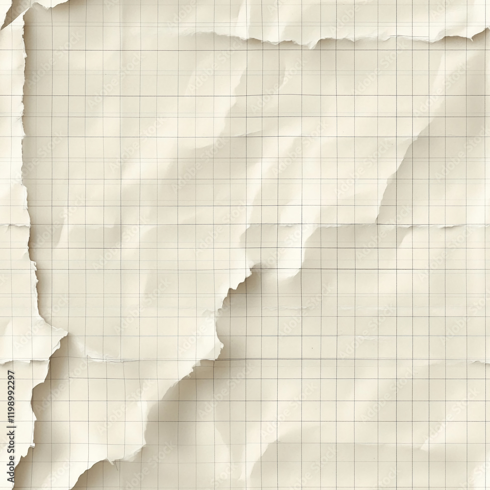 Poster Torn paper texture with grid lines and vintage appearance