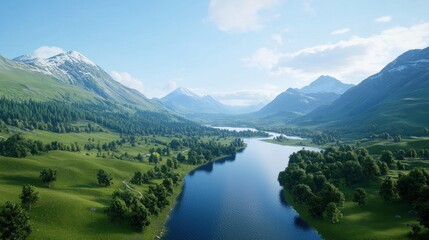 Serene Mountain Valley Landscape