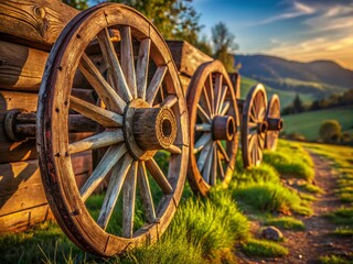 Ancient Wooden Cart Wheels Rule of Thirds Photography