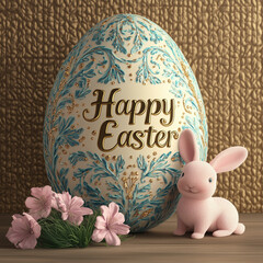 easter gift card with egg and bunny