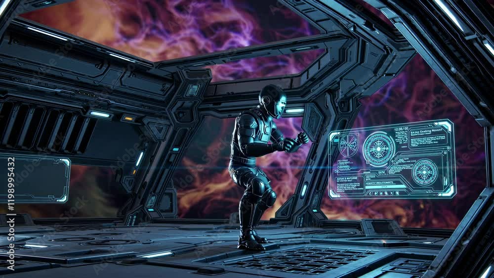 Aufkleber Space explorer uses advanced technology to analyze cosmic data in a futuristic spacecraft