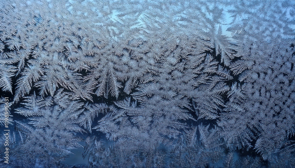 Aufkleber intricate frost patterns on a frozen window capturing nature's delicate artistry and texture, perfec