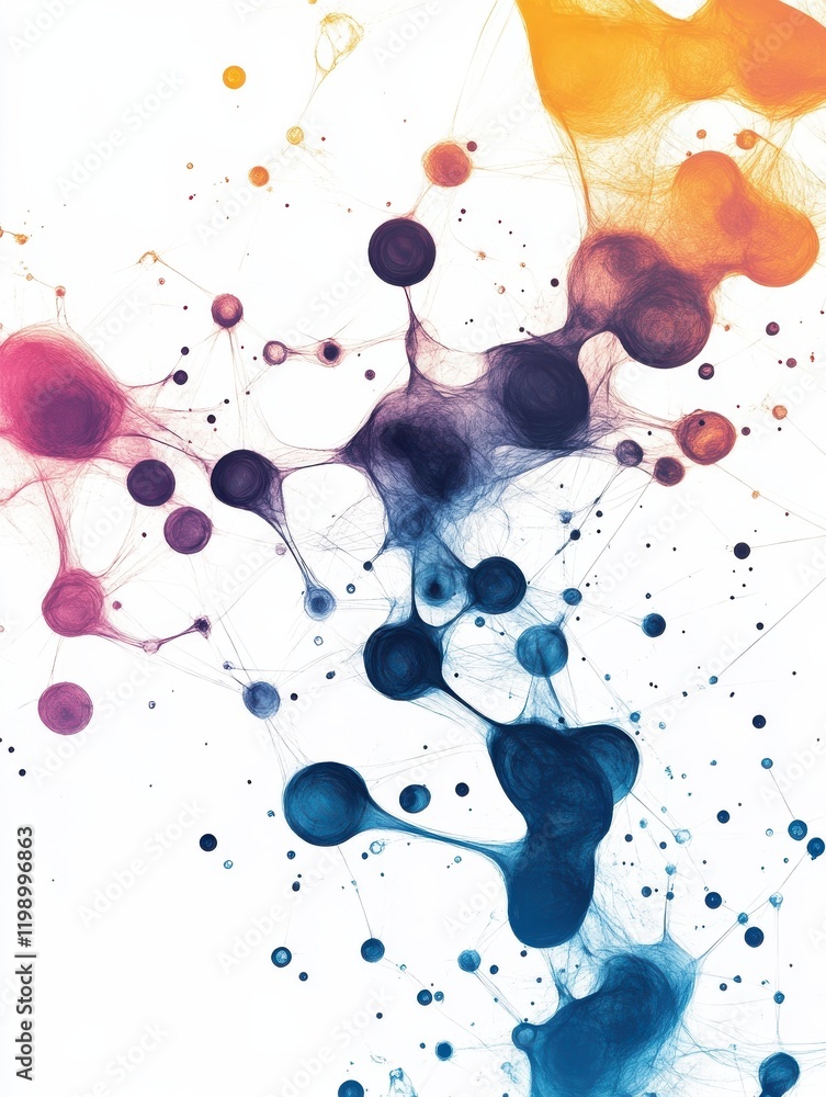 Poster abstract illustration of connected ideas and inspiration on white background. concept illustrating t