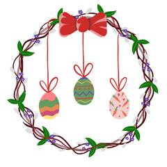 easter eggs with flowers. Hand draw vector