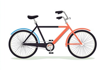 Naklejka premium A personable bike with a wicker basket attached to its rear, suitable for daily commutes or casual rides
