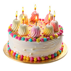 Birthday cake isolated on transparent background