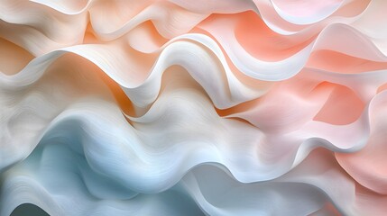 Obraz premium Gentle waves of pastel-colored gradients flowing seamlessly, evoking softness and relaxation