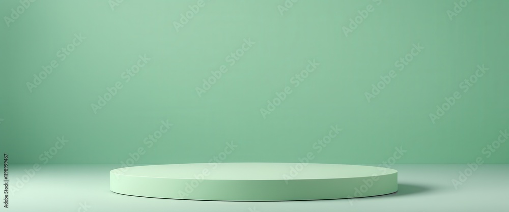 Poster minimalist green podium with soft gradient background for product display