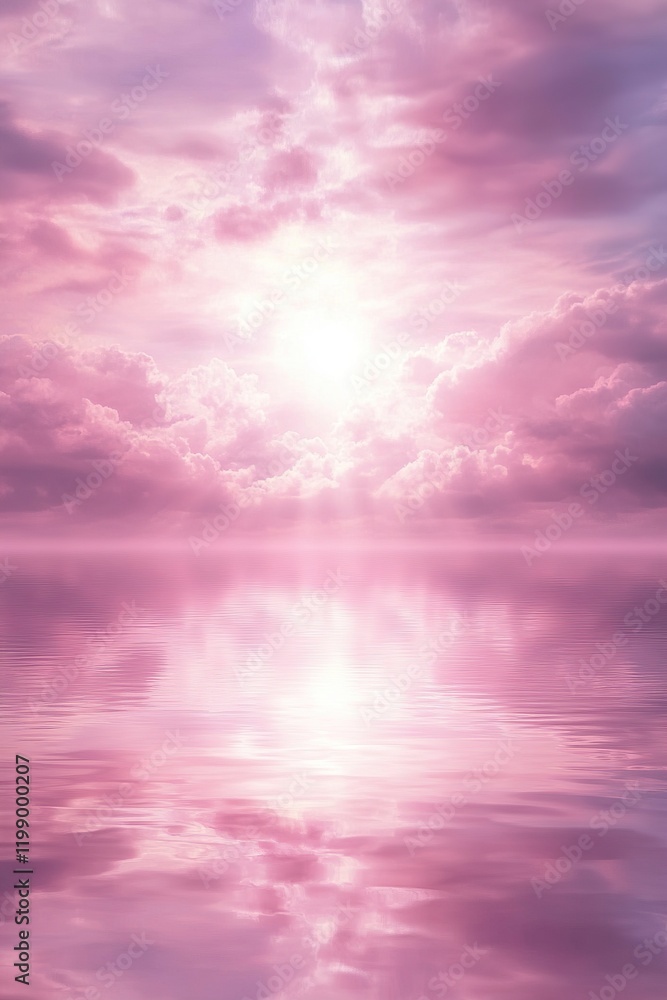 Poster a serene view of soft pink clouds gently illuminated by light creates a tranquil and playful environ