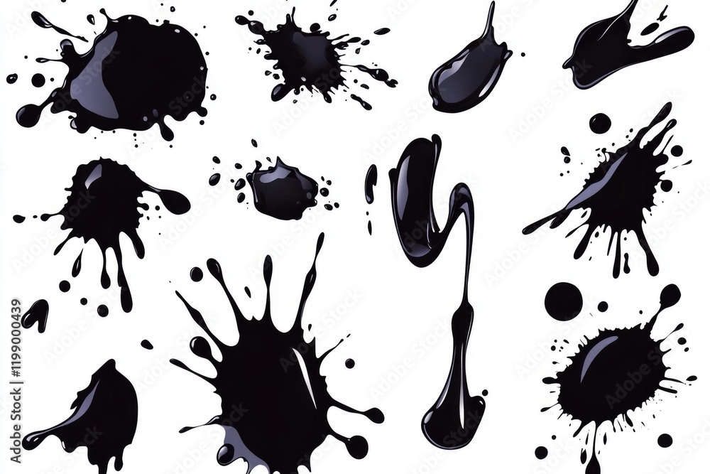 Poster ink splatters create unique design on white surface