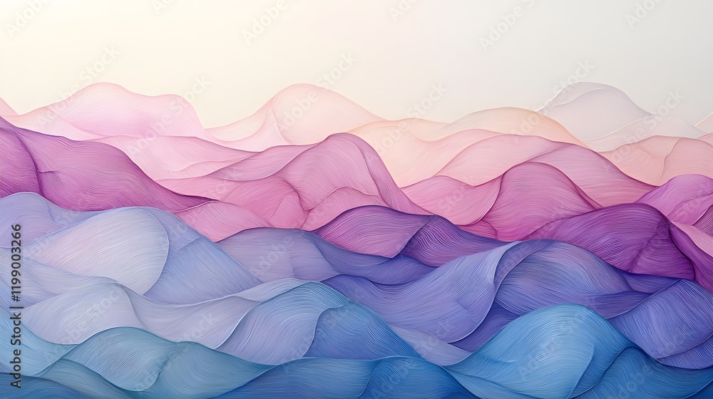 Poster Soft pastel waves blending seamlessly into each other, evoking a sense of fluid motion