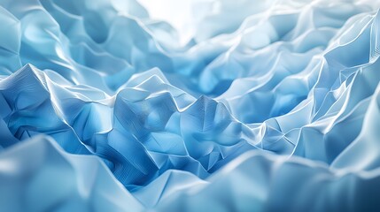 Floating geometric shapes in calming blue tones, arranged in an organic, fluid composition