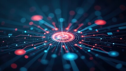 Futuristic AI system processes complex mathematical data in a dynamic digital environment with glowing nodes and intricate paths