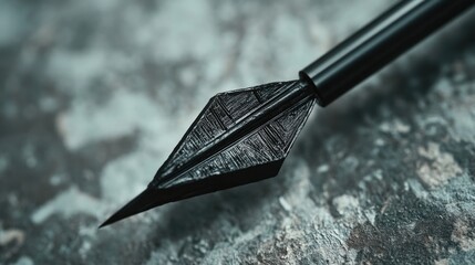 Close-up shot of a pen resting on a stone surface, great for illustration or design purposes