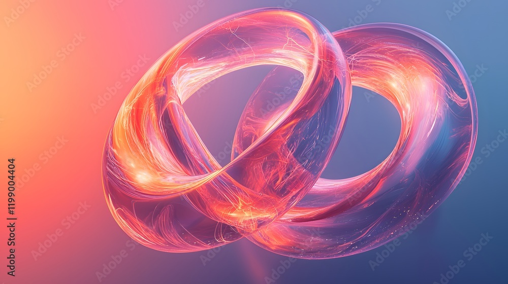 Aufkleber An abstract infinity loop made of glowing fibers, floating against a gradient background