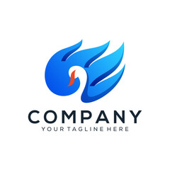 Blue swan logo with a blue swan