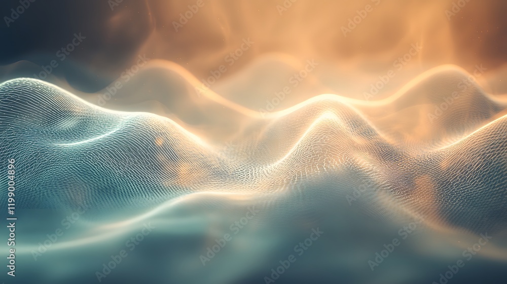 Poster Light waves gently moving through a foggy background, creating a dreamlike effect