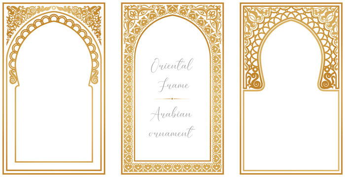 Arabic frame arches silhouette bundle. Arabian ornament. Doors and windows border