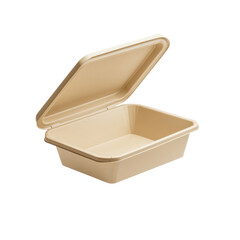 Empty Beige Plastic Container with Lid for Food Storage and Organization