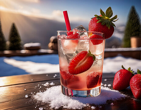 Cocktail de fruta copa de bebida de fresa