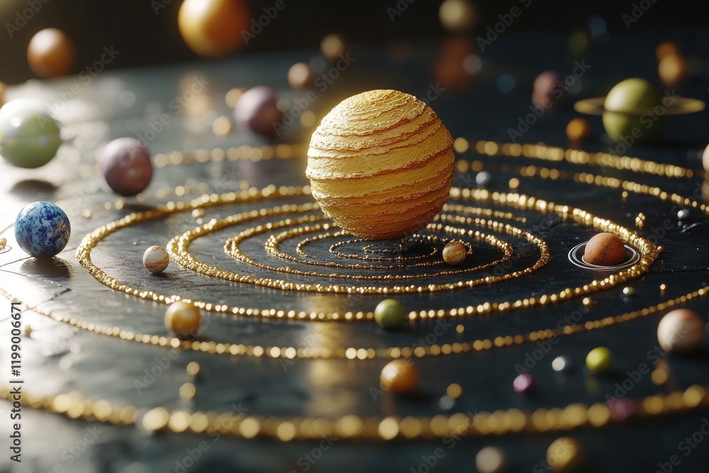Poster a 3d representation of the planets and their orbits in our solar system