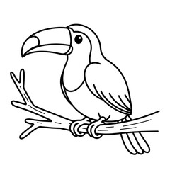 Obraz premium Easy and bold coloring page of toucan on branch