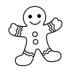 Obraz premium Easy and bold coloring page of a smiling gingerbread man