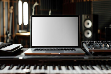 Obraz premium PNG Music studio laptop screen mockup, transparent design