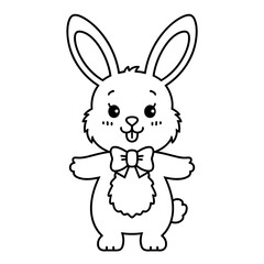 Obraz premium Easy and bold coloring page of a smiling bunny with a bowtie