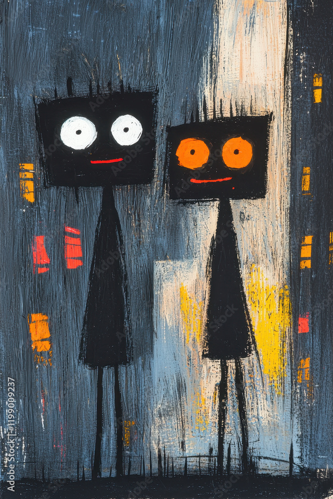 Poster abstract expressionist illustration with bold colors and dynamic brushwork in a modern artistic styl
