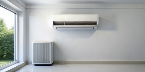 Minimalist White Wall Mounted Air Conditioner Cooling Room