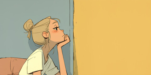 Obraz premium illustration of a woman with a bored expression