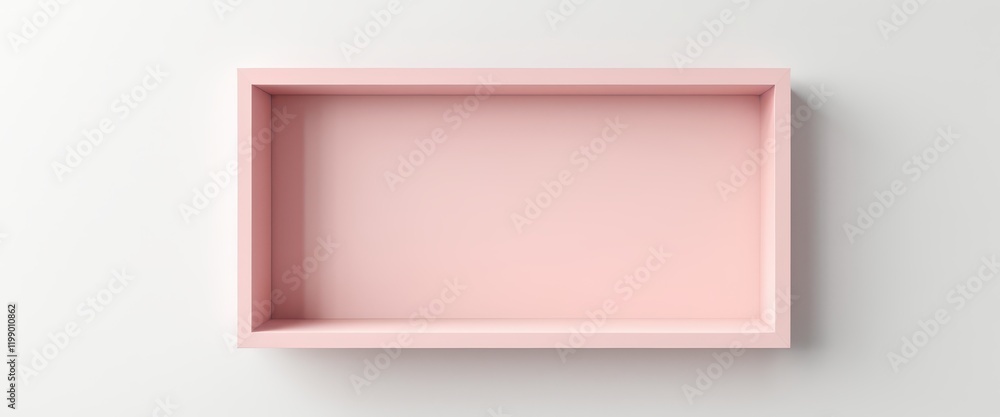 Poster minimalistic pink rectangular shadow box frame on smooth white background