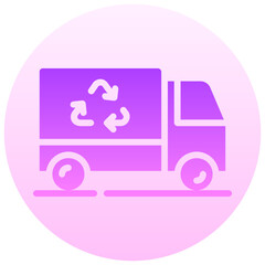 recycle truck vector round gradient icon