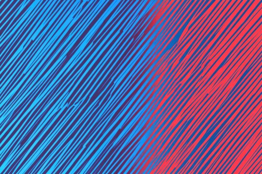 A vibrant red and blue design with diagonal lines on a rectangular background
