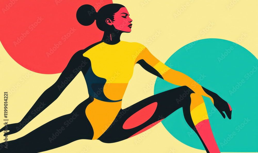 Poster dynamic abstract portrait: a vibrant modern artwork capturing expression and style in bold colors