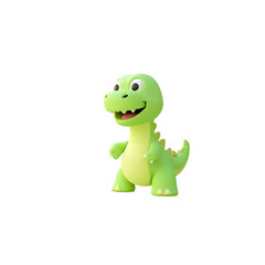 Obraz premium Cute green dinosaur character with friendly expression and playful stance