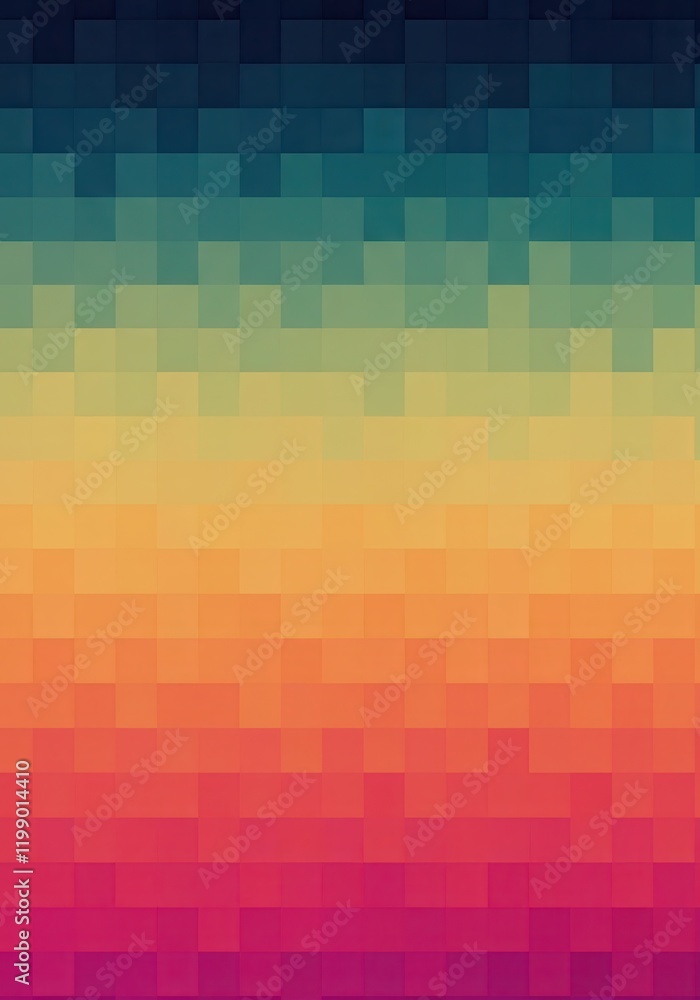 Poster colorful gradient pixel art background with vibrant mosaic design
