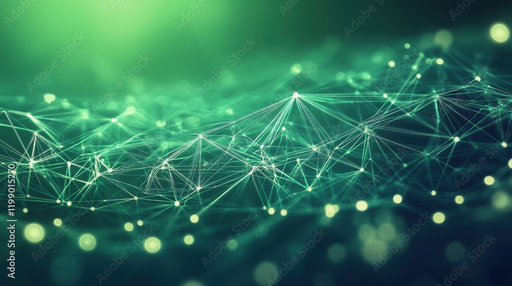 Poster digital abstract technology green data matrix with broad connection concept background wallpaper ai 