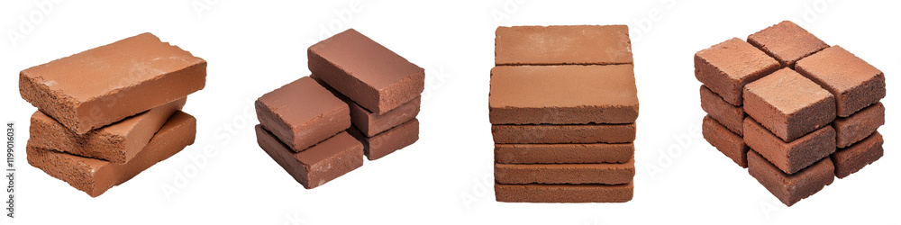 Poster stacked and arranged bricks in different patterns and compositions showcasing the versatility and te