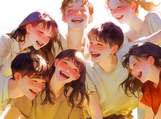 幸せそうな笑顔の少年・少女たち
