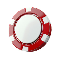 Naklejka premium 3D red and white casino chip icon, white background