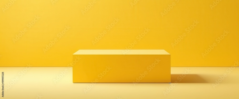 Poster minimalist yellow cube in monochrome setting for modern design concepts